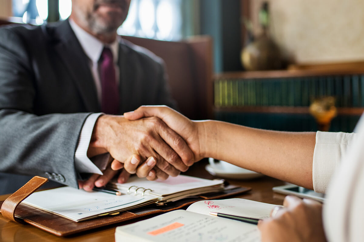 Contemporary concrete conference room interior with furniture and window with window and city view. Design and workplace concept. 3D Rendering.